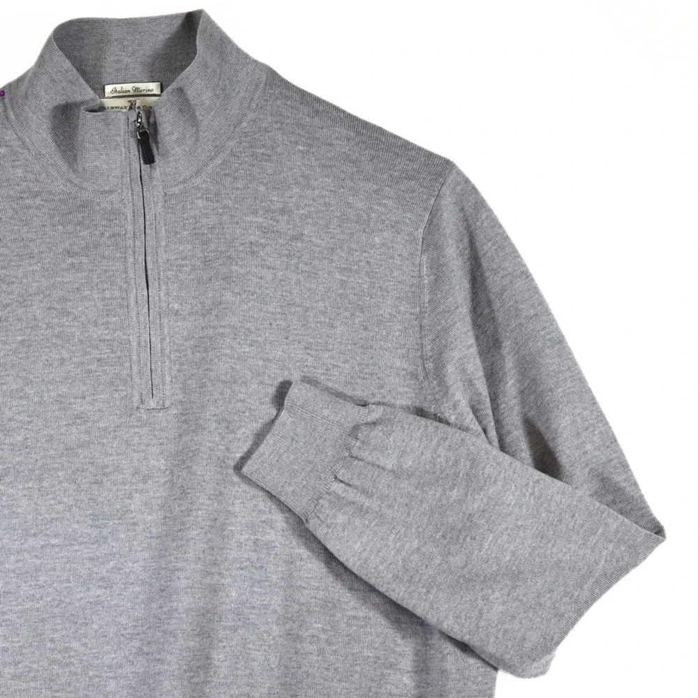 Fairway & Greene Quarter Zip Sweater Mens XL Grey Lined Merino Wool Golf Lexus‎